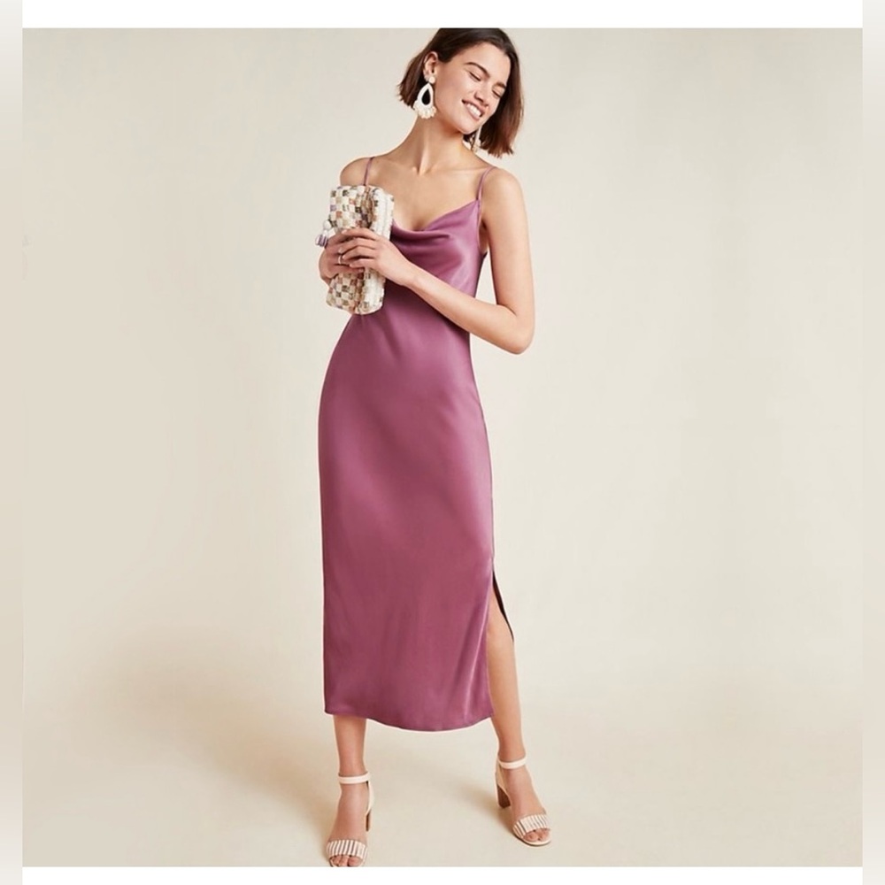 NWT Anthropologie Elyse Bias Slip Dress in Plum, Size 1X